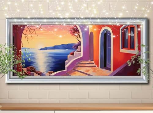 5D Diamond Painting Erwachsene Meeresküste,Landschaft,DIY Diamant Painting Bilder Kinder (100x200cm),Crystal Strass Stickerei Diamant Malerei Kit,Diamant Crystal Arts Craft für Wand Decor 8Y-10589 von Reluehu