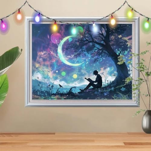5D Diamond Painting Erwachsene Mond,DIY Mädchen Diamant Painting Bilder Kinder 40x50cm,Crystal Strass Stickerei Painting Diamant Malerei Kit,Diamant Crystal Arts Craft für Geschenk Wand Decor 57H-9733 5D Diamond Painting Erwachsene Mond,DIY Mädchen Diamant Painting Bilder Kinder 40x50cm,Crystal Strass Stickerei Painting Diamant Malerei Kit,Diamant Crystal Arts Craft für Geschenk Wand Decor 57H-9733 von Reluehu