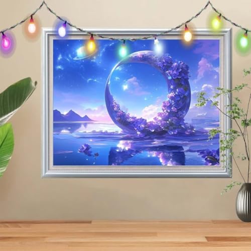 5D Diamond Painting Erwachsene Mond,DIY Sternenhimmel Diamant Painting Bilder Kinder 50x70cm,Crystal Strass Stickerei Painting Diamant Malerei Kit,Diamant Crystal Arts Craft für Wand Decor 57H-9774 5D Diamond Painting Erwachsene Mond,DIY Sternenhimmel Diamant Painting Bilder Kinder 50x70cm,Crystal Strass Stickerei Painting Diamant Malerei Kit,Diamant Crystal Arts Craft für Wand Decor 57H-9774 von Reluehu
