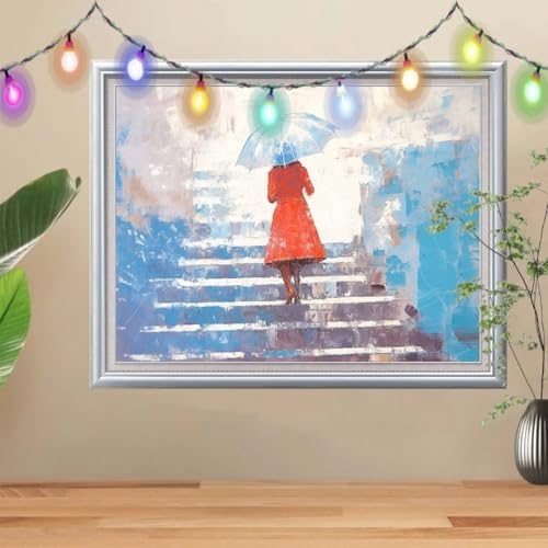5D Diamond Painting Erwachsene Regenschirm,DIY Landschaft Diamant Painting Bilder Kinder (30x40cm),Crystal Strass Stickerei Painting Diamant Malerei Kit,Diamant Arts Craft für Wand Decor 57H-9612 von Reluehu