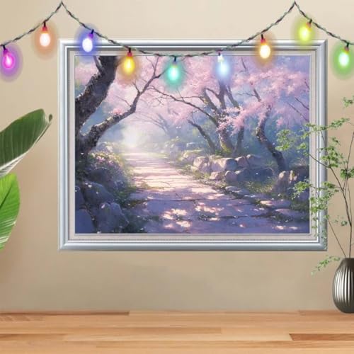 5D Diamond Painting Erwachsene Sakura,DIY Weg Diamant Painting Bilder Kinder 30x40cm,Crystal Strass Stickerei Painting Diamant Malerei Kit,Diamant Crystal Arts Craft für Geschenk Wand Decor 57H-9532 5D Diamond Painting Erwachsene Sakura,DIY Weg Diamant Painting Bilder Kinder 30x40cm,Crystal Strass Stickerei Painting Diamant Malerei Kit,Diamant Crystal Arts Craft für Geschenk Wand Decor 57H-9532 von Reluehu