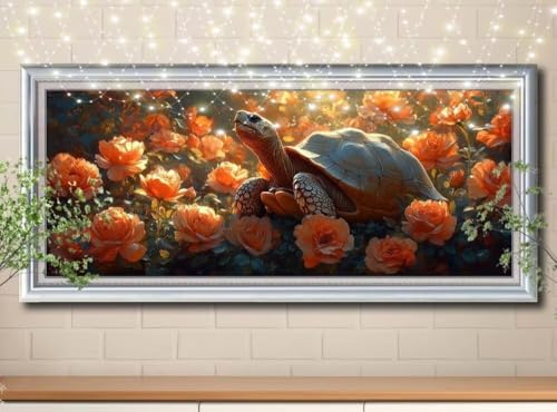 5D Diamond Painting Erwachsene Schildkröte,Pfingstrose,DIY Diamant Painting Bilder Kinder (100x200cm),Crystal Strass Stickerei Diamant Malerei Kit,Diamant Crystal Arts Craft für Wand Decor 8Y-10649 von Reluehu