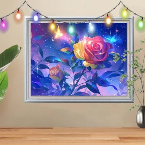 5D Diamond Painting Erwachsene Schmetterling,DIY Rose Diamant Painting Bilder Kinder 90x120cm,Crystal Strass Stickerei Painting Diamant Malerei Kit,Diamant Crystal Arts Craft für Wand Decor 57H-2098 von Reluehu