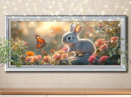 5D Diamond Painting Erwachsene Schmetterling,Kaninchen,DIY Diamant Painting Bilder Kinder (100x250cm),Crystal Strass Stickerei Diamant Malerei Kit,Diamant Crystal Arts Craft für Wand Decor 8Y-11190 von Reluehu