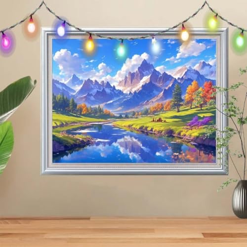 5D Diamond Painting Erwachsene Schneeberg,DIY Bach Diamant Painting Bilder Kinder (30x40cm),Crystal Strass Stickerei Painting Diamant Malerei Kit,Diamant Crystal Arts Craft für Wand Decor 57H-9372 von Reluehu