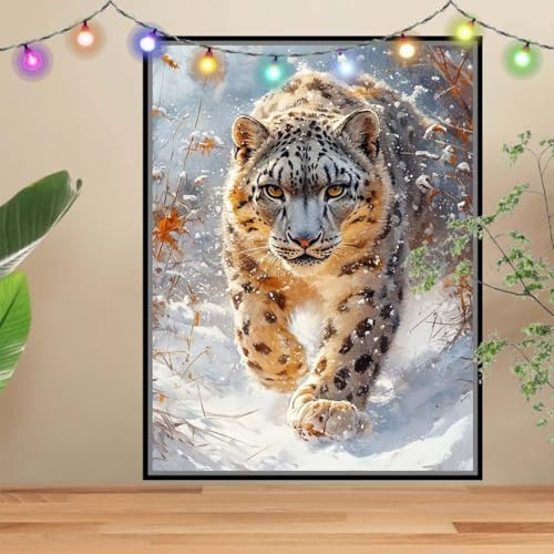 5D Diamond Painting Erwachsene Schneeleopard,Tier,DIY Diamant Painting Bilder Kinder 50x70cm,Crystal Strass Stickerei Painting Diamant Malerei Kit,Diamant Arts Craft für Geschenk Wand Decor 3E-2734 von Reluehu
