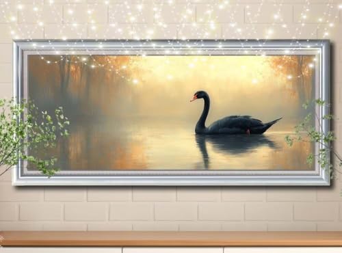 5D Diamond Painting Erwachsene Schwarzer Schwan,Landschaft,DIY Diamant Painting Bilder Kinder 100x250cm,Crystal Strass Stickerei Diamant Malerei Kit,Diamant Crystal Arts Craft für Wand Decor 8Y-10950 von Reluehu