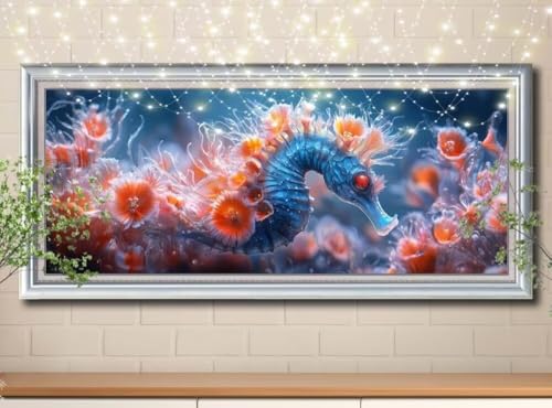 5D Diamond Painting Erwachsene Seepferdchen,Landschaft,DIY Diamant Painting Bilder Kinder (100x200cm),Crystal Strass Stickerei Diamant Malerei Kit,Diamant Crystal Arts Craft für Wand Decor 8Y-10709 von Reluehu