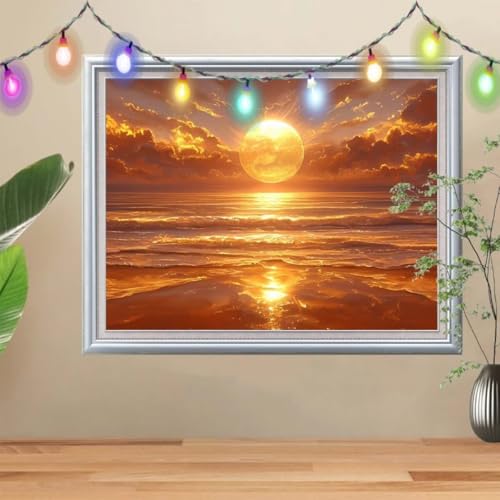 5D Diamond Painting Erwachsene Sonnenuntergang,DIY Meer Diamant Painting Bilder Kinder 40x50cm,Crystal Strass Stickerei Painting Diamant Malerei Kit,Diamant Crystal Arts Craft für Wand Decor 57H-8613 5D Diamond Painting Erwachsene Sonnenuntergang,DIY Meer Diamant Painting Bilder Kinder 40x50cm,Crystal Strass Stickerei Painting Diamant Malerei Kit,Diamant Crystal Arts Craft für Wand Decor 57H-8613 von Reluehu