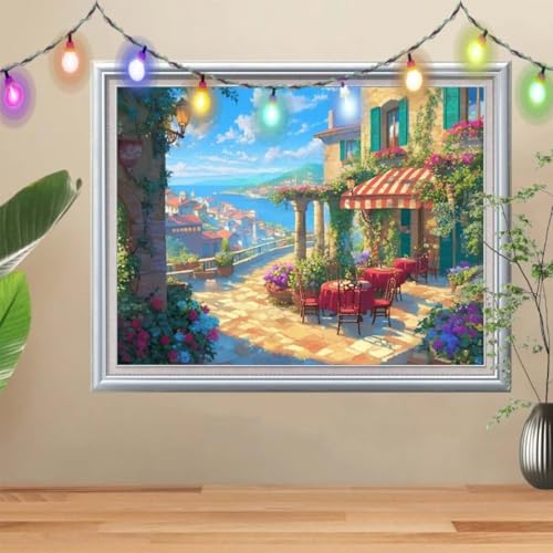 5D Diamond Painting Erwachsene Straßen,DIY Landschaften Diamant Painting Bilder Kinder 80x107cm,Crystal Strass Stickerei Painting Diamant Malerei Kit,Diamant Crystal Arts Craft für Wand Decor 57H-2417 von Reluehu