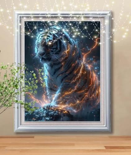 5D Diamond Painting Erwachsene Tiger,Landschaft,DIY Diamant Painting Bilder Kinder (60x80cm),Crystal Strass Stickerei Painting Diamant Malerei Kit,Diamant Crystal Arts Craft für Wand Decor C-5535 von Reluehu