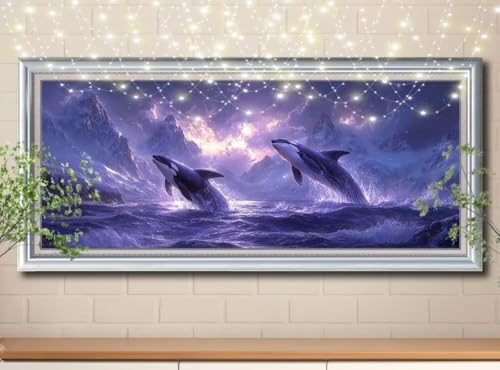 5D Diamond Painting Erwachsene Wal,Landschaft,DIY Diamant Painting Bilder Kinder (100x250cm),Crystal Strass Stickerei Diamant Malerei Kit,Diamant Crystal Arts Craft für Geschenk Wand Decor 8Y-11610 von Reluehu