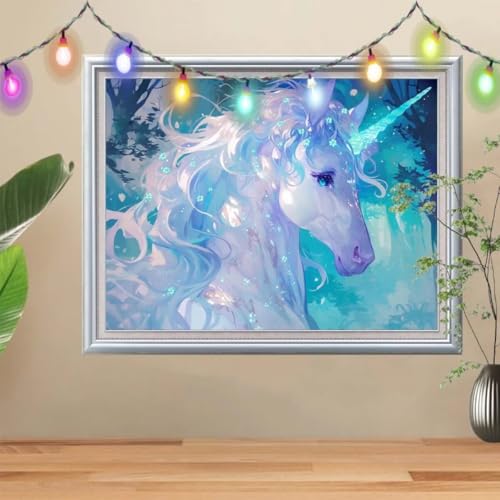 5D Diamond Painting Erwachsene Wald,DIY Einhorn Diamant Painting Bilder Kinder (80x107cm),Crystal Strass Stickerei Painting Diamant Malerei Kit,Diamant Crystal Arts Craft für Wand Decor 57H-3377 von Reluehu