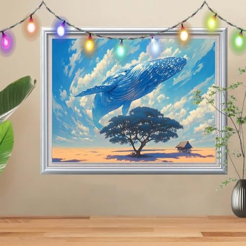 5D Diamond Painting Erwachsene Wale,DIY Landschaften Diamant Painting Bilder Kinder 30x40cm,Crystal Strass Stickerei Painting Diamant Malerei Kit,Diamant Crystal Arts Craft für Wand Decor 57H-2452 von Reluehu