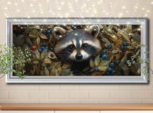 5D Diamond Painting Erwachsene Waschbär,Landschaft,DIY Diamant Painting Bilder Kinder (100x250cm),Crystal Strass Stickerei Diamant Malerei Kit,Diamant Crystal Arts Craft für Wand Decor 8Y-11250 von Reluehu