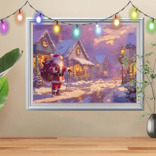 5D Diamond Painting Erwachsene Weihnachtsmann,DIY Land Diamant Painting Bilder Kinder 30x40cm,Crystal Strass Stickerei Painting Diamant Malerei Kit,Diamant Crystal Arts Craft für Wand Decor 57H-8252 von Reluehu