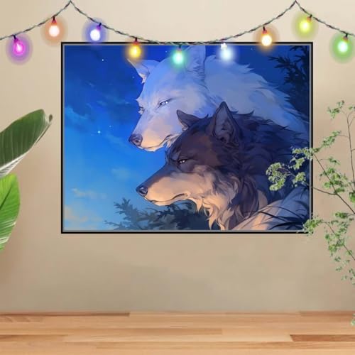 5D Diamond Painting Erwachsene Weißer Wolf,Tier,DIY Diamant Painting Bilder Kinder (40x50cm),Crystal Strass Stickerei Painting Diamant Malerei Kit,Diamant Crystal Arts Craft für Wand Decor 4E-9973 von Reluehu