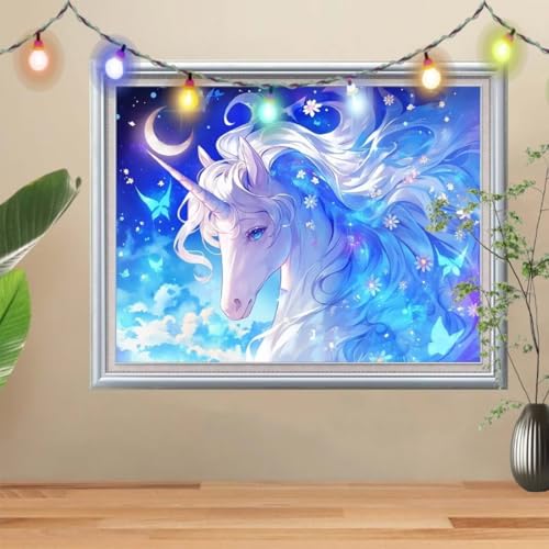 5D Einhorn,Schmetterling Diamond Painting Set,Diamant Painting Bilder Erwachsene (70x50cm),DIY Diamant Kristall Strass Stickerei Bilder nach Zahlen,Diamanten Painting für Home Wanddeko 56E-5944 von Reluehu