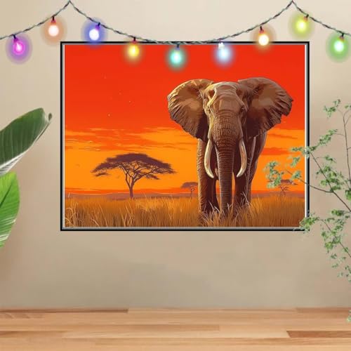 5D Elefanten-Sonnenuntergang Diamond Painting Set,Diamant Painting Bilder Erwachsene groß 70x90cm,DIY Diamant Kristall Strass Stickerei Bilder nach Zahlen,Diamanten Painting für Home Wanddeko 4E-4466 5D Elefanten-Sonnenuntergang Diamond Painting Set,Diamant Painting Bilder Erwachsene groß 70x90cm,DIY Diamant Kristall Strass Stickerei Bilder nach Zahlen,Diamanten Painting für Home Wanddeko 4E-4466 von Reluehu