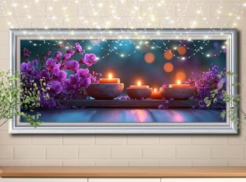 5D Kerze,Blume Diamond Painting Set,Full Diamant Painting Bilder Erwachsene groß (100x200cm),DIY Diamant Kristall Strass Stickerei Bilder nach Zahlen,Diamanten Painting für Home Wanddeko 8Y-11864 von Reluehu