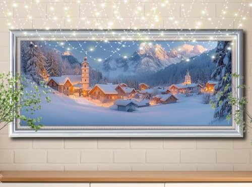 5D Kirche,Schneelandschaft Diamond Painting Set,Diamant Painting Bilder Erwachsene groß (100x250cm),DIY Diamant Kristall Strass Stickerei Bilder nach Zahlen,Diamanten Painting für Wanddeko 8Y-11505 von Reluehu