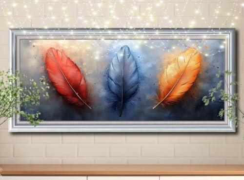 5D Landschaft,Feder Diamond Painting Set,Full Diamant Painting Bilder Erwachsene groß 100x250cm,DIY Diamant Kristall Strass Stickerei Bilder nach Zahlen,Diamanten Painting für Home Wanddeko 8Y-10305 von Reluehu