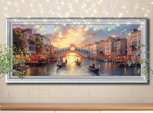 5D Landschaft,Venedig Diamond Painting Set,Full Diamant Painting Bilder Erwachsene groß 100x250cm,DIY Diamant Kristall Strass Stickerei Bilder nach Zahlen,Diamanten Painting für Home Wanddeko 8Y-10125 von Reluehu