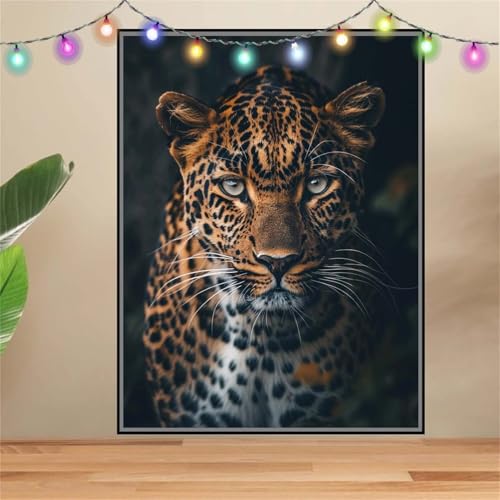 5D Leopard,Tier Diamond Painting Set,Full Diamant Painting Bilder Erwachsene groß (70x90cm),DIY Diamant Kristall Strass Stickerei Bilder Painting nach Zahlen,Diamanten Painting für Wanddeko F-2146 von Reluehu
