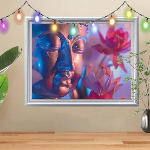 5D Lotus Diamond Painting Set,Full Zen Diamant Painting Bilder Erwachsene groß 120x160cm,DIY Diamant Kristall Strass Stickerei Bilder Painting nach Zahlen,Diamanten Painting für Home Wanddeko 57H-2670 von Reluehu