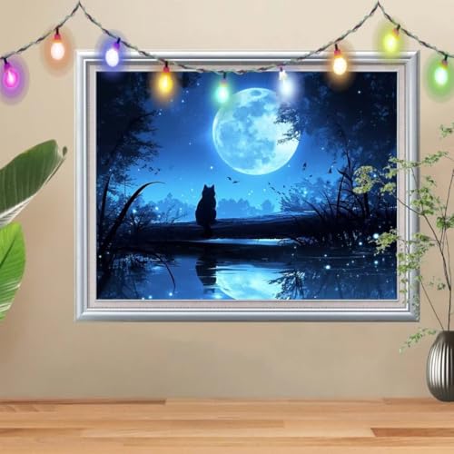 5D Mond Diamond Painting Set,Full Schwarze Katze Diamant Painting Bilder Erwachsene groß 90x120cm,DIY Diamant Kristall Strass Stickerei Bilder nach Zahlen,Diamanten Painting für Home Wanddeko 57H-9668 5D Mond Diamond Painting Set,Full Schwarze Katze Diamant Painting Bilder Erwachsene groß 90x120cm,DIY Diamant Kristall Strass Stickerei Bilder nach Zahlen,Diamanten Painting für Home Wanddeko 57H-9668 von Reluehu