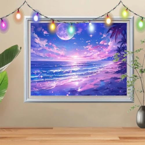 5D Mond Diamond Painting Set,Full Strand Diamant Painting Bilder Erwachsene groß 70x90cm,DIY Diamant Kristall Strass Stickerei Bilder Painting nach Zahlen,Diamanten Painting für Home Wanddeko 57H-9706 5D Mond Diamond Painting Set,Full Strand Diamant Painting Bilder Erwachsene groß 70x90cm,DIY Diamant Kristall Strass Stickerei Bilder Painting nach Zahlen,Diamanten Painting für Home Wanddeko 57H-9706 von Reluehu