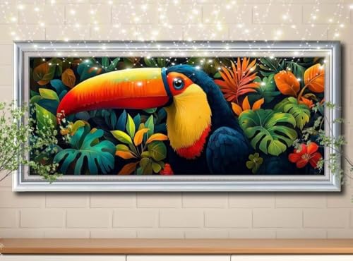 5D Nashornvogel,Landschaft Diamond Painting Set,Diamant Painting Bilder Erwachsene groß (100x250cm),DIY Diamant Kristall Strass Stickerei Bilder nach Zahlen,Diamanten Painting für Wanddeko 8Y-11805 von Reluehu