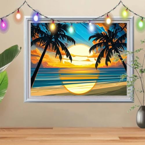 5D Palme Diamond Painting Set,Sonnenuntergang Diamant Painting Bilder Erwachsene groß 40x50cm,DIY Diamant Kristall Strass Stickerei Bilder nach Zahlen,Diamanten Painting für Home Wanddeko 57H-9983 5D Palme Diamond Painting Set,Sonnenuntergang Diamant Painting Bilder Erwachsene groß 40x50cm,DIY Diamant Kristall Strass Stickerei Bilder nach Zahlen,Diamanten Painting für Home Wanddeko 57H-9983 von Reluehu