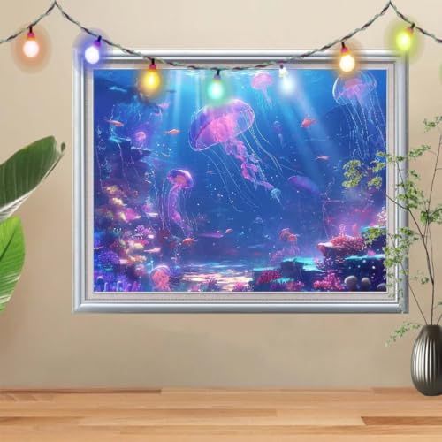 5D Qualle, Landschaft Diamond Painting Set, Diamant Painting Bilder Erwachsene (120x90cm), DIY Diamant Kristall Strass Stickerei Bilder nach Zahlen, Diamanten Painting für Home Wanddeko 56E-3668 von Reluehu