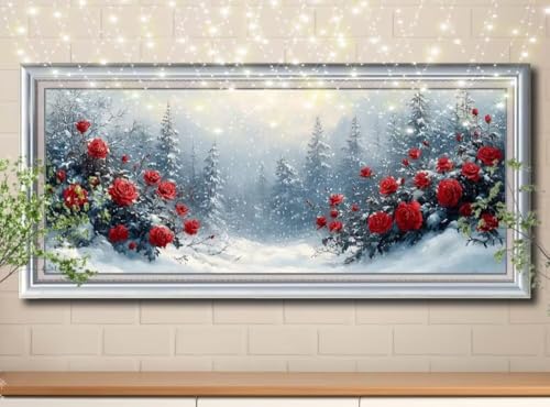 5D Rote Rose,Schneelandschaft Diamond Painting Set,Diamant Painting Bilder Erwachsene groß 50x100cm,DIY Diamant Kristall Strass Stickerei Bilder nach Zahlen,Diamanten Painting für Home Decor 8Y-11016 5D Rote Rose,Schneelandschaft Diamond Painting Set,Diamant Painting Bilder Erwachsene groß 50x100cm,DIY Diamant Kristall Strass Stickerei Bilder nach Zahlen,Diamanten Painting für Home Decor 8Y-11016 von Reluehu