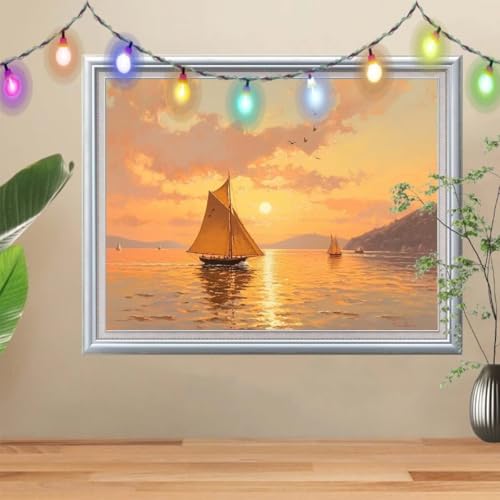 5D Schiff Diamond Painting Set,Sonnenuntergang Diamant Painting Bilder Erwachsene groß 40x50cm,DIY Diamant Kristall Strass Stickerei Bilder nach Zahlen,Diamanten Painting für Home Wanddeko 57H-5423 5D Schiff Diamond Painting Set,Sonnenuntergang Diamant Painting Bilder Erwachsene groß 40x50cm,DIY Diamant Kristall Strass Stickerei Bilder nach Zahlen,Diamanten Painting für Home Wanddeko 57H-5423 von Reluehu