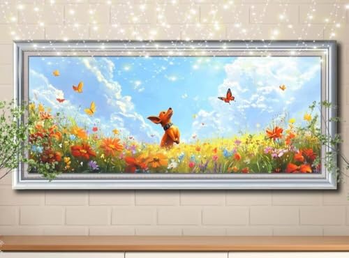 5D Schmetterling,Dackel Diamond Painting Set,Diamant Painting Bilder Erwachsene groß (100x200cm),DIY Diamant Kristall Strass Stickerei Bilder nach Zahlen,Diamanten Painting für Wanddeko 8Y-11204 von Reluehu