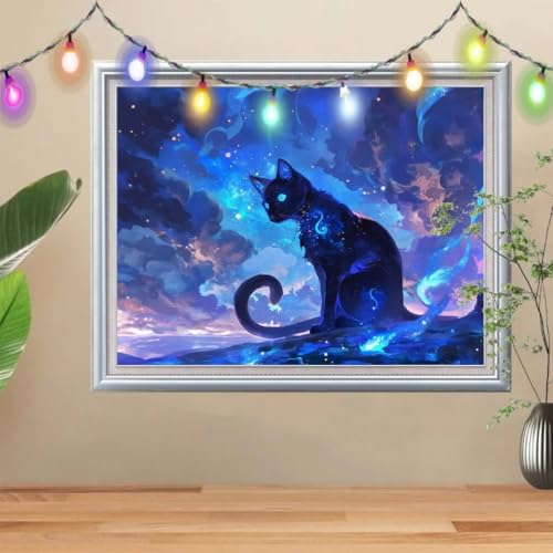 5D Sternenhimmel Diamond Painting Set,Schwarze Katze Diamant Painting Bilder Erwachsene 50x70cm,DIY Diamant Kristall Strass Stickerei Bilder nach Zahlen,Diamanten Painting für Home Wanddeko 57H-9064 5D Sternenhimmel Diamond Painting Set,Schwarze Katze Diamant Painting Bilder Erwachsene 50x70cm,DIY Diamant Kristall Strass Stickerei Bilder nach Zahlen,Diamanten Painting für Home Wanddeko 57H-9064 von Reluehu