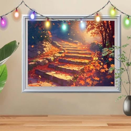 5D Treppe Diamond Painting Set,Full Landschaft Diamant Painting Bilder Erwachsene groß 120x160cm,DIY Diamant Kristall Strass Stickerei Bilder nach Zahlen,Diamanten Painting für Home Wanddeko 57H-3470 von Reluehu