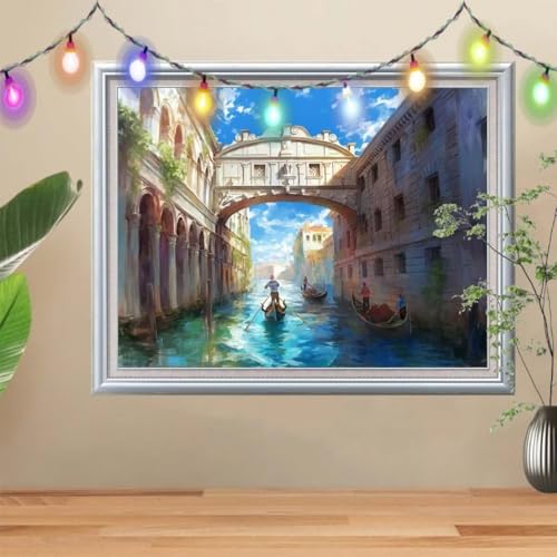 5D Venedig Diamond Painting Set,Full Boot Diamant Painting Bilder Erwachsene groß (30x40cm),DIY Diamant Kristall Strass Stickerei Bilder nach Zahlen,Diamanten Painting für Home Wanddeko 57H-8582 von Reluehu
