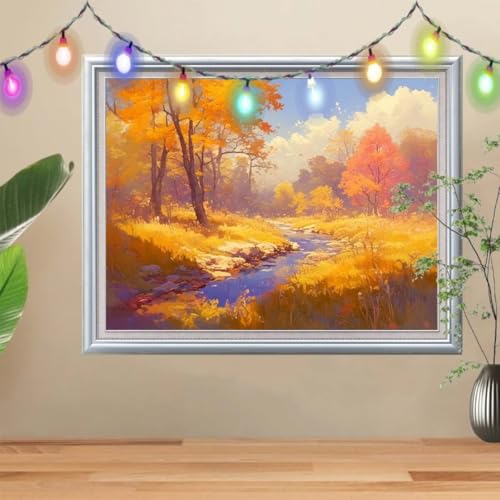 5D Wald Diamond Painting Set,Full Landschaft Diamant Painting Bilder Erwachsene groß (40x50cm),DIY Diamant Kristall Strass Stickerei Bilder nach Zahlen,Diamanten Painting für Home Wanddeko 57H-8383 von Reluehu