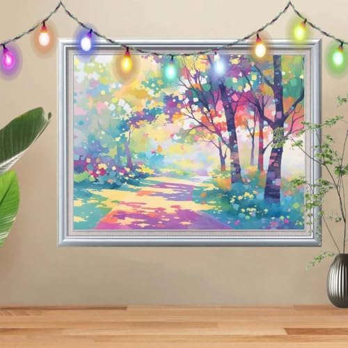 5D Wald Diamond Painting Set,Full Weg Diamant Painting Bilder Erwachsene groß 100x133cm,DIY Diamant Kristall Strass Stickerei Bilder Painting nach Zahlen,Diamanten Painting für Home Wanddeko 57H-3429 von Reluehu