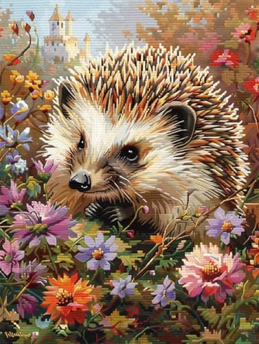 DIY 5D Diamond Painting Dame Blume,Igel 5D Diamant Painting Bilder Erwachsene Groß 40x50cm,Diamant Kristall Strass Stickerei Bilder Painting,Diamond Painting Bilder Für Geschenk Wand Dekor B8419 von Reluehu