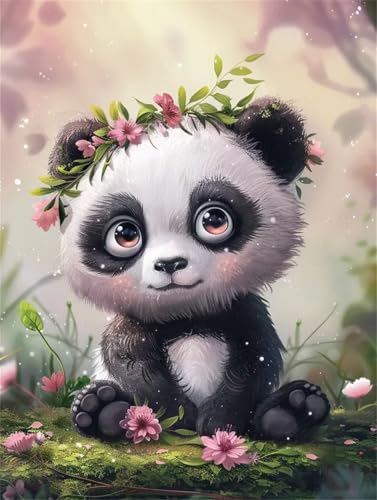 DIY 5D Diamond Painting Dame Panda,Tier 5D Diamant Painting Bilder Erwachsene Groß 10x15cm,Diamant Kristall Strass Stickerei Bilder Painting,Diamond Painting Bilder Für Geschenk Wand Dekor B714 von Reluehu