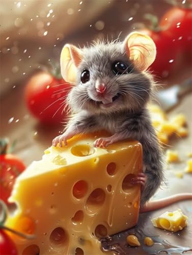 DIY 5D Diamond Painting Dame SüßE Kleine Maus 5D Diamant Painting Bilder Erwachsene Groß (25x33cm),Diamant Kristall Strass Stickerei Bilder,Diamond Painting Bilder Für Geschenk Wand Dekor B-1466 von Reluehu