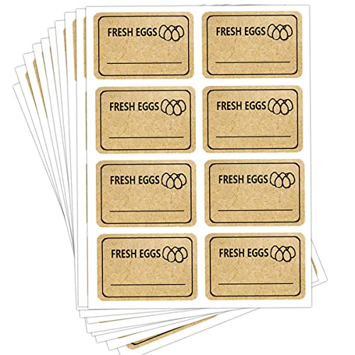 Farm Fresh Eggs Aufkleber, 3,8 x 2,5 cm, natürliches Kraftpapier, beschreibbare Kücheneier-Karton-Etiketten für Verpackung, Bauernhoffrische Eier, Schilder-Etiketten (504 Stück) von Remarkabel