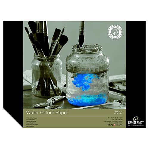 Rembrandt Premium Aquarellblock 30x40cm, 100% Baumwolle, 300g/m², 4-seitig geleimt, 20 Blatt von Rembrandt