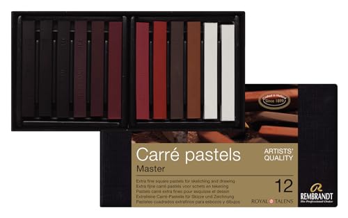 Rembrandt Professionelles Carré-Pastell-Set in luxuriöser Box Master | 12 Pastellkreiden | Grundlegende Erdfarben-Auswahl von Rembrandt