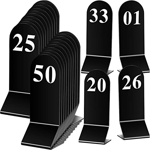50 Stück Tischnummern 1–50 Acryl doppelseitige Zahlenkarten Acryl Zelt Tischnummern Tischnummernhalter Zelt Tischnummern Karten Hochzeit Tischnummer für Restaurant, 5,9 x 16,3 cm (schwarz) von Remerry