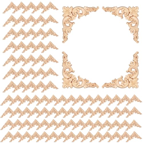 Remerry 100 Stück Holzapplikationen und Holzecken, dekorative Möbelapplikationen, DIY, unlackierte Holzschnitz-Eckaufkleber für Wohnmöbel, Wanddekoration, 9,5 x 10,9 cm Remerry 100 Stück Holzapplikationen und Holzecken, dekorative Möbelapplikationen, DIY, unlackierte Holzschnitz-Eckaufkleber für Wohnmöbel, Wanddekoration, 9,5 x 10,9 cm von Remerry